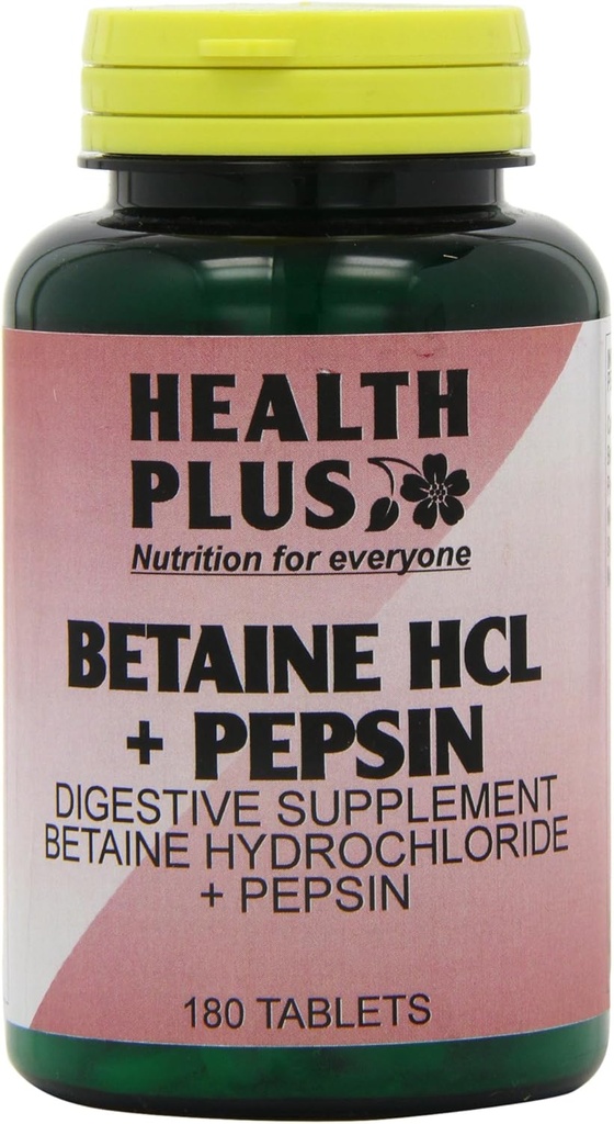 Veselība Plus Betaine Hcl + Pepsin Gremošanas Veselības Papildinājums - 180 tabletes