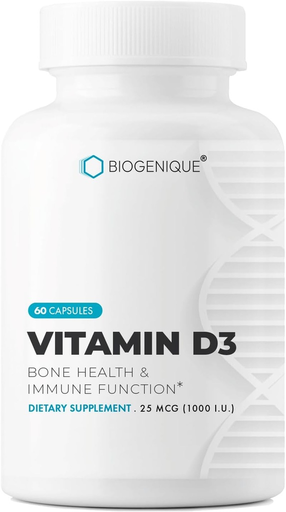 Naturals D3 vitamīns 1000 SV Veseliem kauliem un zobiem, Labas veselības uzturēšana, 60 D3 vitamīna kapsulas palīdz novērst D vitamīna deficītu - Zāļu pakāpe, ne- GMO