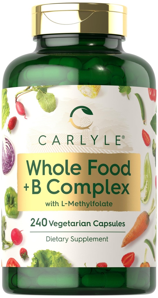 Carlyle B vitamīna komplekss Veselas pārtikas maisījums B. 240 Kapsulas B.