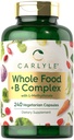 Carlyle B vitamīna komplekss Veselas pārtikas maisījums B. 240 Kapsulas B.