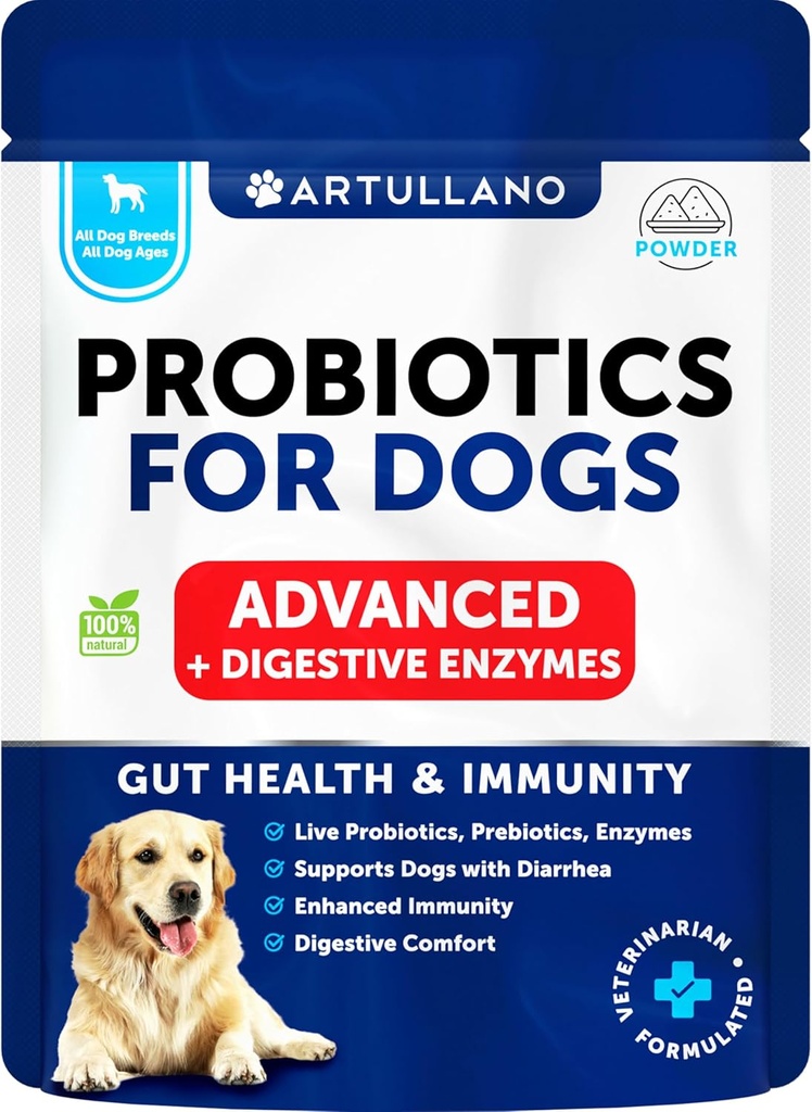 Probiotikas suņiem - Atbalsts Gut Veselība, Niezoša āda, Alerģijas, Immunitāte, Rauga līdzsvars - suņu probiotikas un gremošanas enzīmi - 30 Sticks