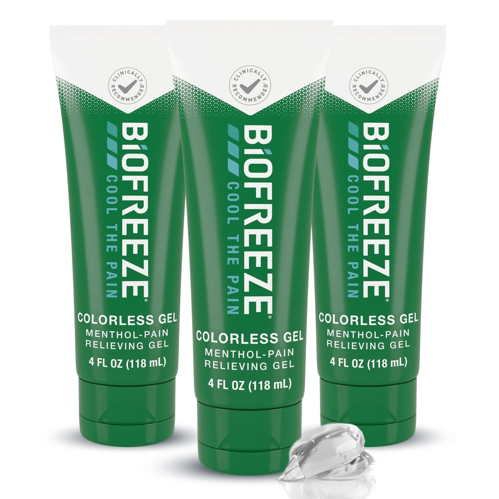 Biofrīza sāpju atvieglošanas gels Ceļgalam, Kaklam, Hipam, Locītavam, Plecam, & Vienkārša Muguras sāpes, Artrīts Sāpes Reliver, Sore Muskuļu atvieglošana, Bezkrāsains Mentol Gel 4 Fl Oz (iepakojums no 3)