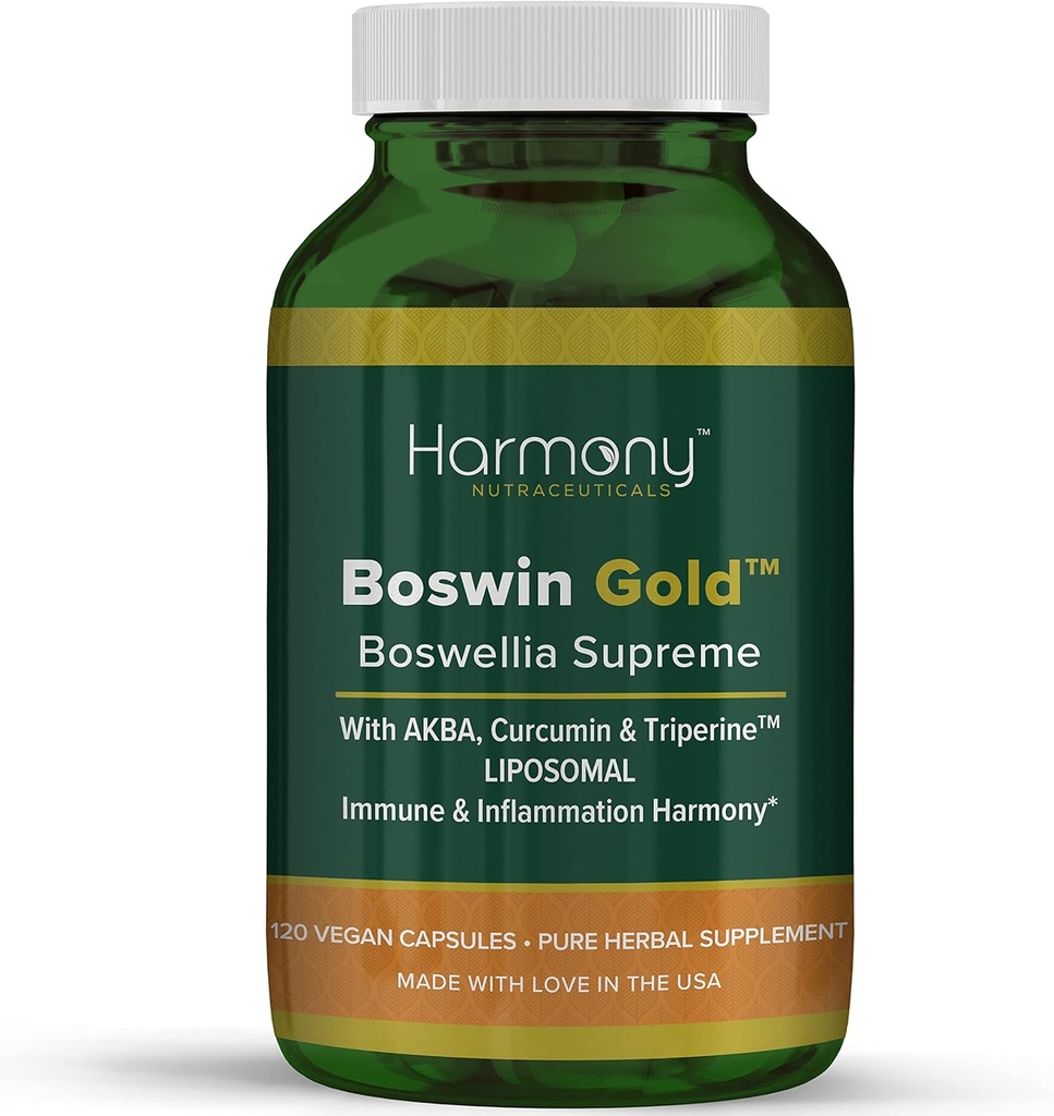 Harmony Nutraceuticals Boswin Gold Liposomāla - visaugstākās intensitātes maksimālā bioaktivitāte Dr. Gumman klīniskā pakāpe Sinergizēta ar turmeriku un triperīnu