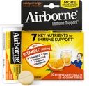 Airborne 1000mg vitamīns C ar cinka putojošās tabletes, Imūnās atbalsta papildinājums ar spēcīgiem antioksidantiem Vitamīni A C & E - 20 Dzērienu tabletes, Zesty Orange Flavor