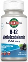 KAL vitamīns B-12 Metilkobalamīns Lozenges 5000mcg, veselīga enerģija, metabolisms, nervu un sarkano asins šūnu atbalsts, * Optimāla absorbcija, Dabīgais Acai Flavor, vegans, bez cukura, 60 Kalpojumi, 60 Lozenges