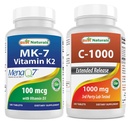 Labākie dabas K2 vitamīns (MK7) ar D3 un C vitamīnu 1000 mg