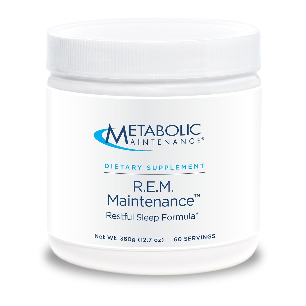 Metaboliskā uzturēšana R.E.M. Uzturēšanas pulveris - Dabiskās relaksācijas atbalsta papildinājums ar magniju, melatonīnu, 5-HTP + kāliju - Easy Drink Add-in, Nav Filters (366g / 60 Servē)