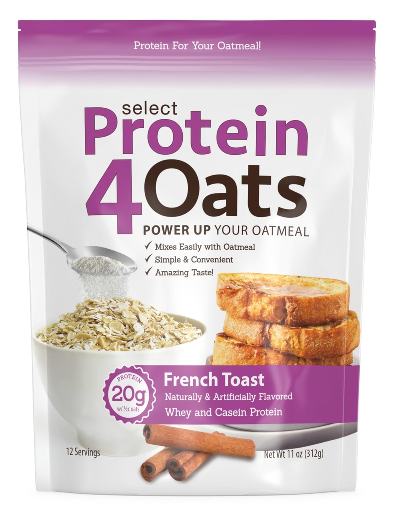 PEScience Protein4Oats, pulveris padarīt pārsteidzošs degustējošu proteīnu auzu, ar sūkalu un kazeīnu, franču Toast, 12 Kalpo