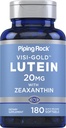Piping Rock Lutein un Zeaxanthin Papildinājums - 20mg - 180 Softgels - no Marigold Extract -- Non-GMO, bez glutēna