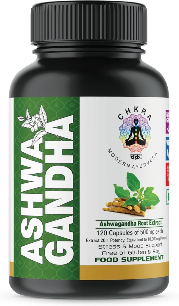 MUFASA Organic Ashwagandha Ekvivalents 10 000 mg - 120 Vegan kapsulas - Pure Organic Ashwagandha pulveris un saknes ekstrakts Kapsulas - Stresa atvieglošana, mood pastiprinātājs - 4 mēnešu piegādes