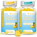 Augsta absorbcija Kalcija gumijas, bezcukura kalcija magnija gumijas ar vitamīnu D3 vīriešiem un sievietēm, ananass Flavor 120 Cts