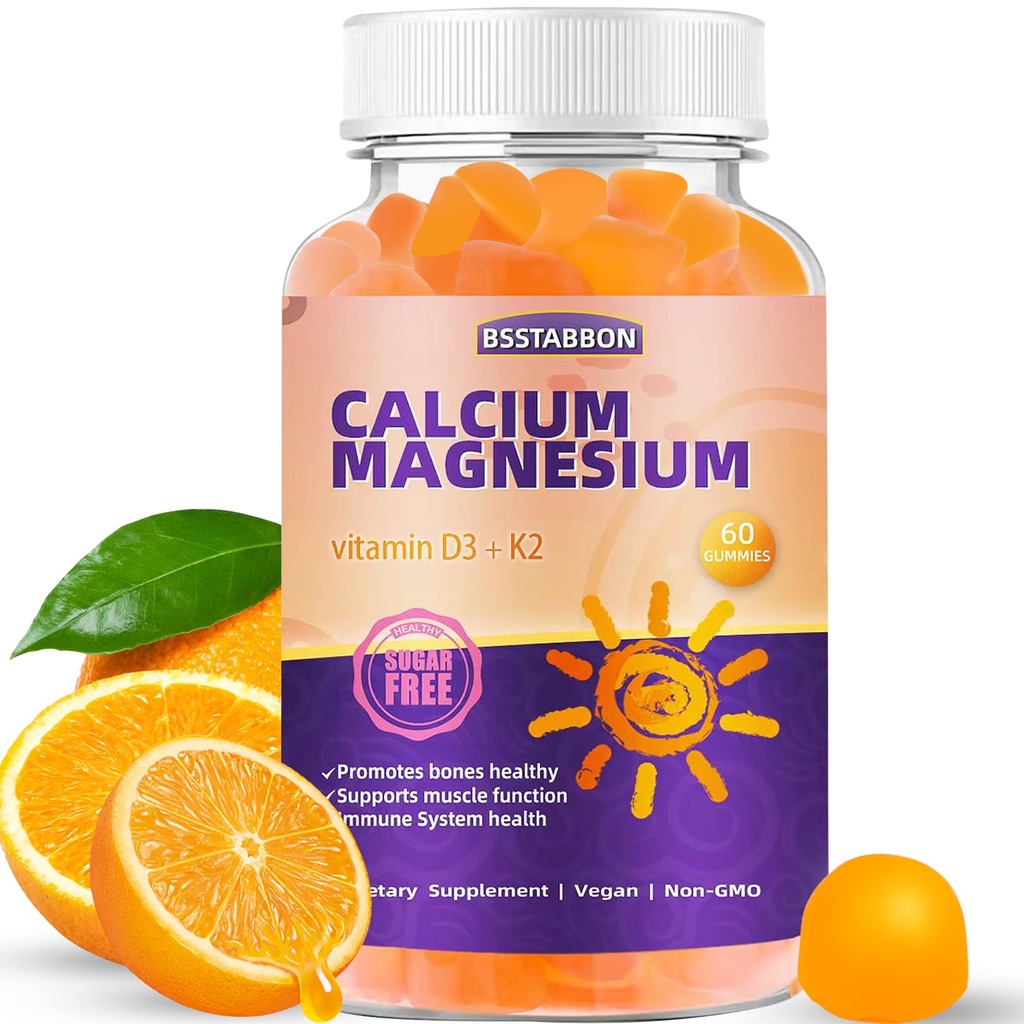 Kalcija magnija gumijas pieaugušajiem: ar cinka vitamīnu D3 K2 sievietēm Organiskais cukurs bez vegāna Košļājamā gumija - augsta Absorbcija Imūnās stipruma(60skaits)