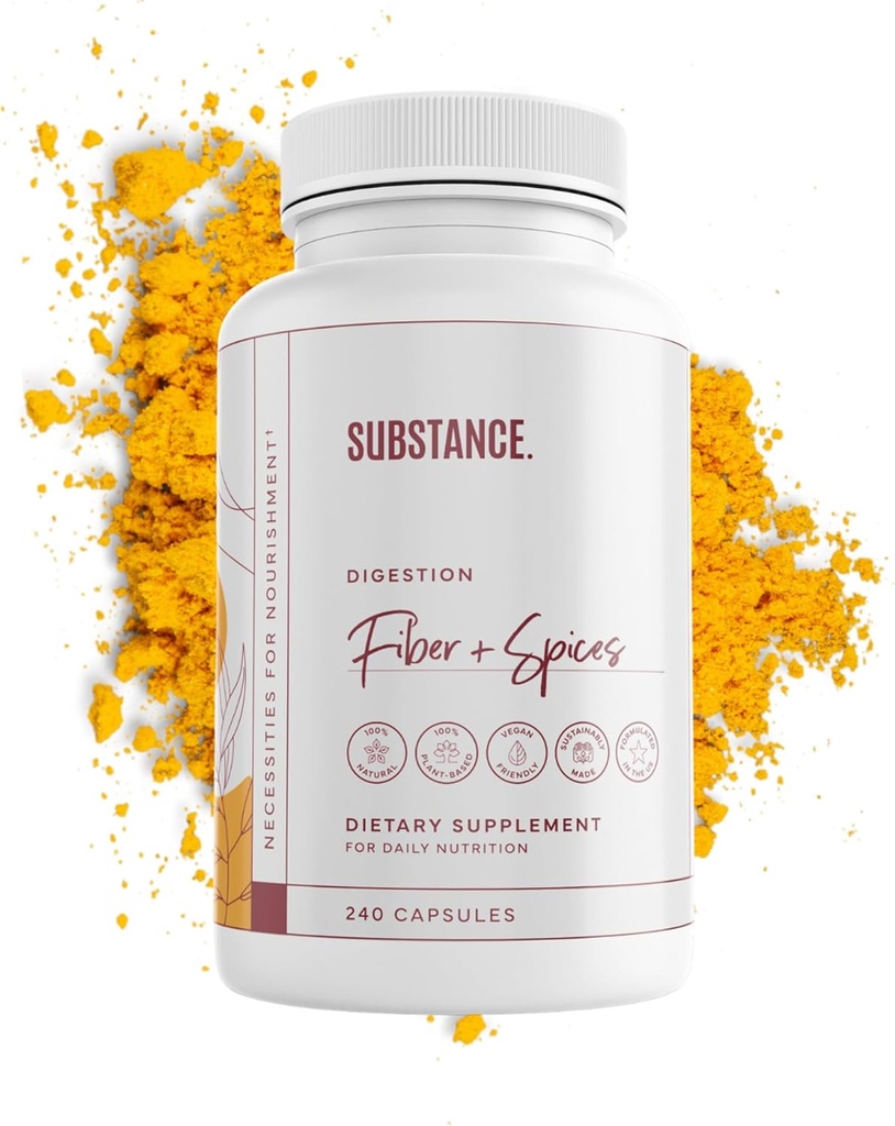 - Dabas Fiber & Garšvielas Digestive Wellness - atbalsta Colon Cleanse - Formulēts ar Psyllium Husk, Flax Seed & Ginger - Diētiskā Fiber Papildinājums - Vegan-Draudzīgi - 240 Kapsulas