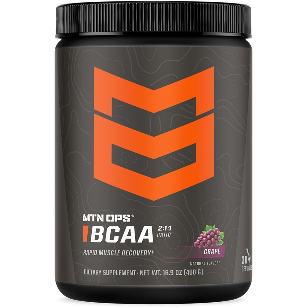 MTN OPS BCAA pulveris 2:1:1:1 Aminoskābes papildinājums pulveris ātrai muskuļu reģenerācijai un remontam ar nulles cukura un lipekļa bezmaksas - 30 Pasniedz, vīnogu