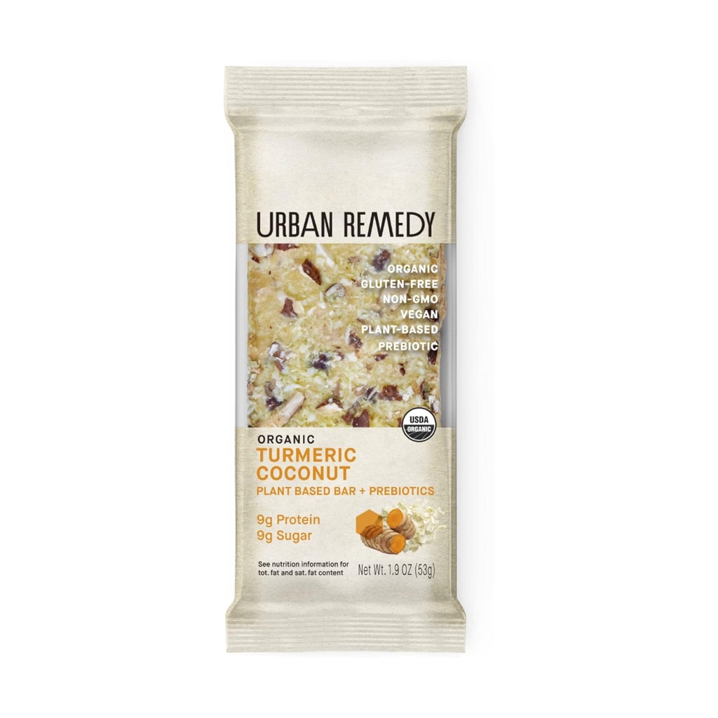 Urban Remedity Organic Golden Turmeric Plant Protein Bar + Prebiotikas, 1.9 Oz