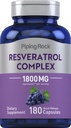 Piping rock Resveratrol Complex 1800 mg - 180 kapsulas - Vīnogu sēklu ekstrakts - Ne-GMO, bez lipekļa piedevas