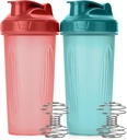 Pildspalvu kratīšanas pudeles olbaltumvielu maisījumiem, 28 oz, 2 iepakojumi, gaiši zilas un sarkanas, olbaltumvielu sakratīšanas pudeles ar Wire Whisk bumbu, Blender pudele