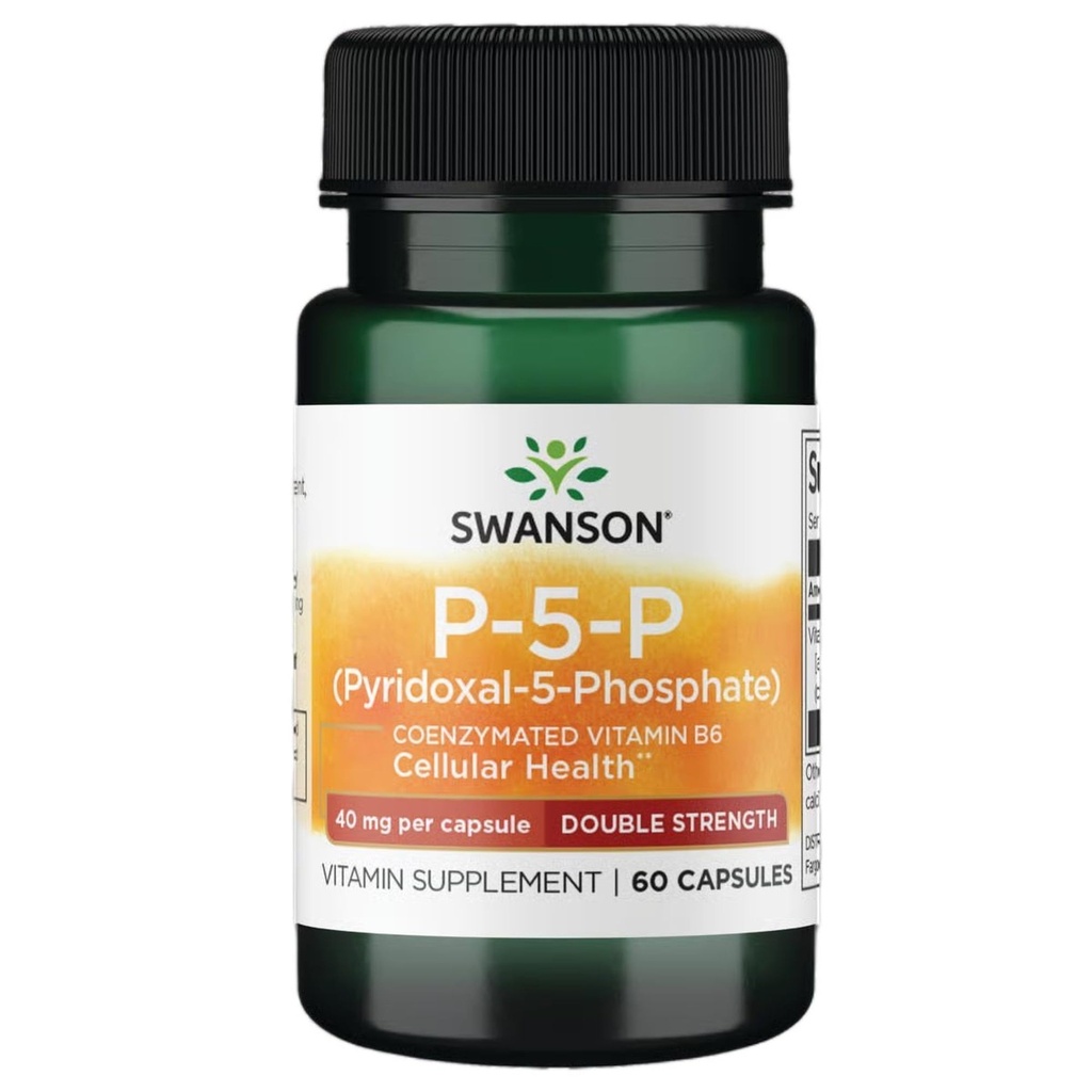 Swanson P-5-P (piridoksāls-5-fosfāts) Koenzimēts vitamīns B-6 40 Milligrami 60 kapsulas