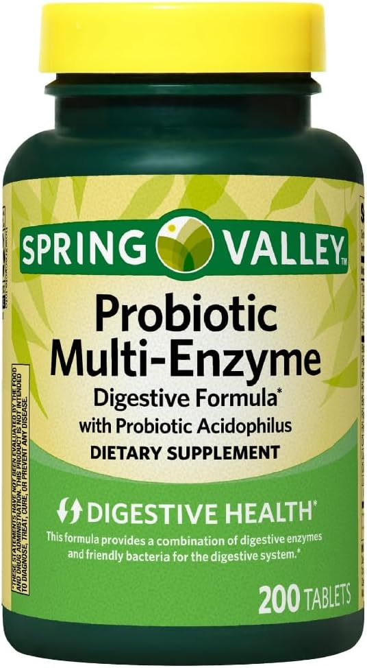 Spring Valley Probiotikas Multi- Enzyme Gremošanas Formula tabletes, 200 Skaits