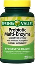Spring Valley Probiotikas Multi- Enzyme Gremošanas Formula tabletes, 200 Skaits