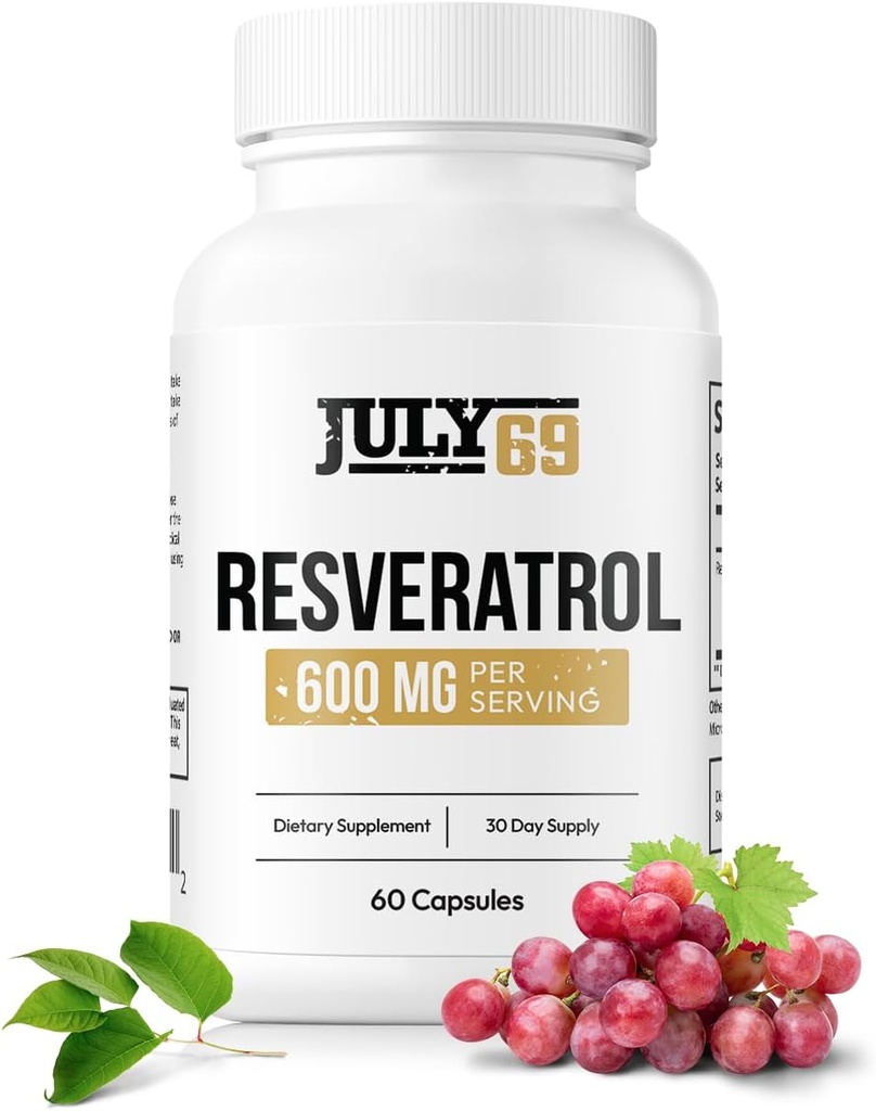 Resveratrol kapsulas 600mg uz vienu apkalpo, spēcīgs antioksidants uztura bagātinātāji kapsulas, 60 kapsulas 1 pudele, izgatavots ASV