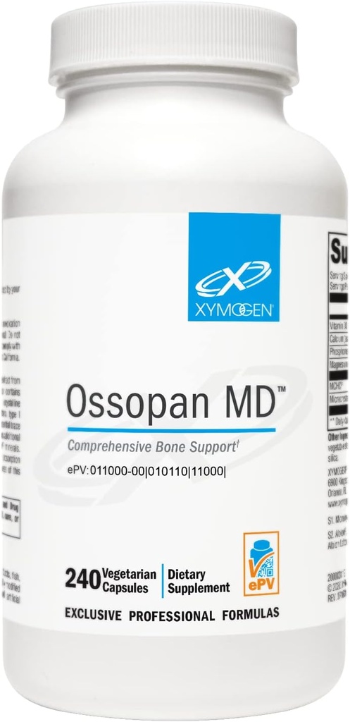 XYMOGEN Ossopan MD - atbalsta kaulu stiprumu + kaulu veselību - kalcija papildterapija ar mikrokristālisko hidroksiapatītu, fosforu, D3 vitamīnu un magnija malātu (240 kapsulas)