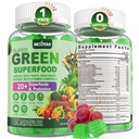 Super Zaļie Gumijas, Zaļie Superfood Pulveris Alternatīva w/Spirulina, Hlorella, Prebiotic Fiber, Probiotika, Augļu Veggie, Dienas Zaļie Dārzeņi gremošanas un zarnu veselību, Imunitāte, Focus, 60 Cts