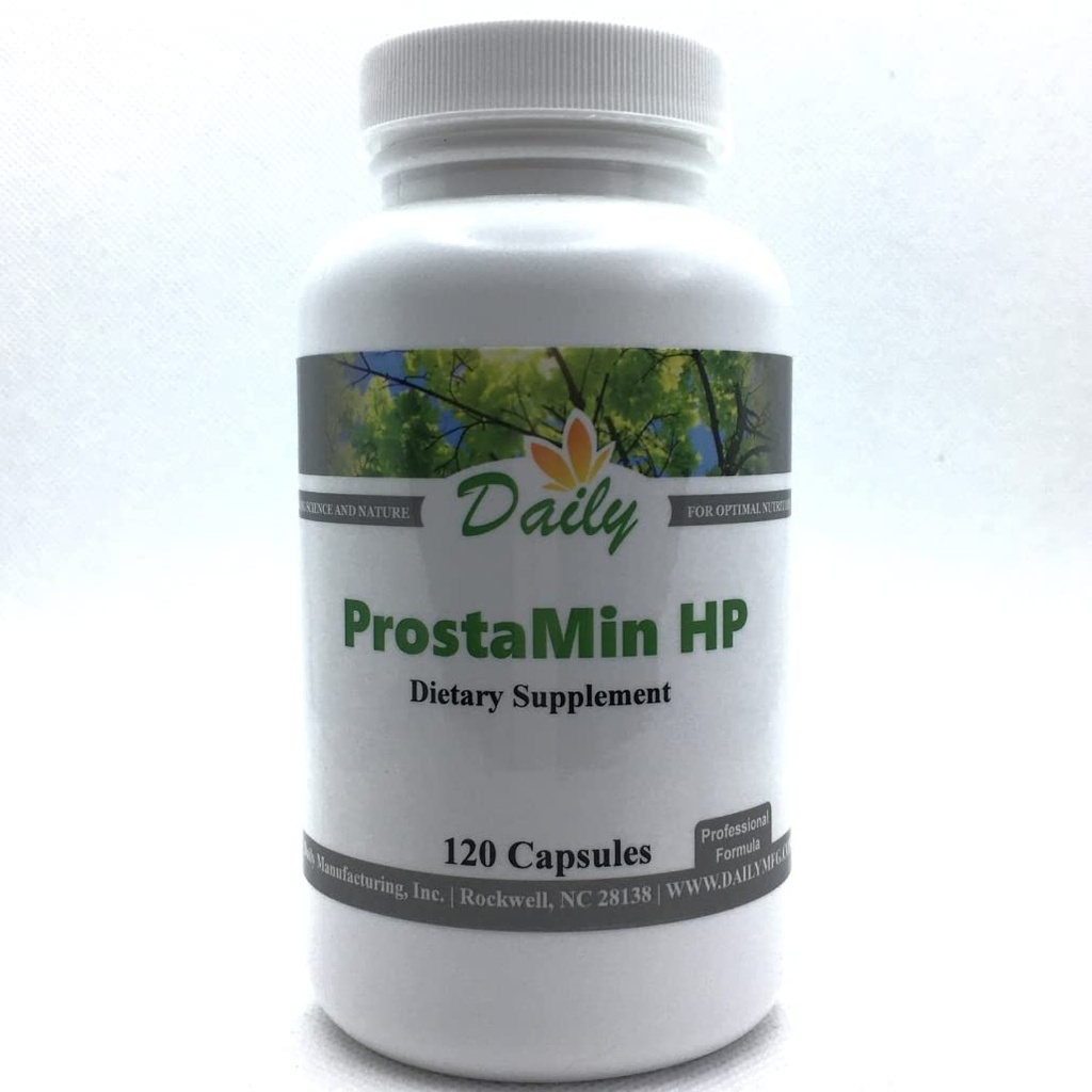 Daily Manufacturing ProstaMin HPTM (Beta sitosterīns, Pygeum, Reishi sēnes, ķiploku ekstrakts, kurkumaīns (no tumeric) un cinks)