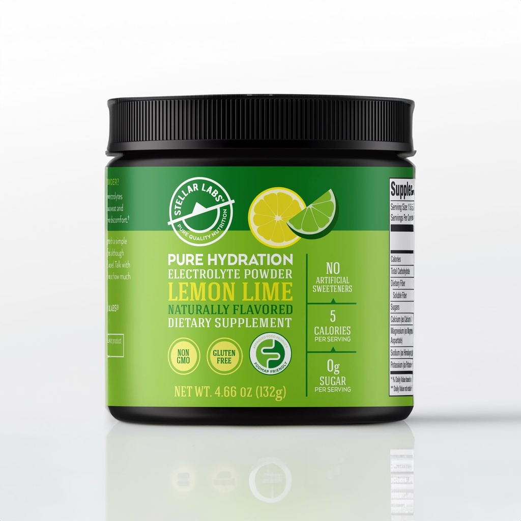 Stellar Labs Elektrolītu pulveris Nē cukura     ; Zems FODMAP Hidratācijas daudzelementu pulveris Dzērienu maisījums ; Keto Friendly, bez cukura, ne-GMO, bez lipekļa Dehidratācijas Reljefs 