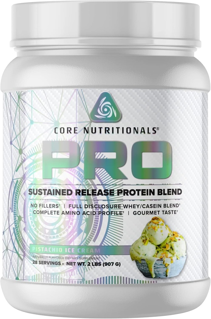 Core Nutritionals Pro ilgstošas atbrīvošanas olbaltumvielu Blend 27 Kalpo (Pistachio saldējums)