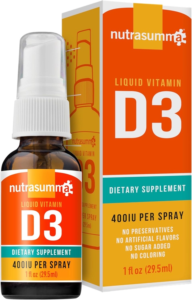 Nutrasumma D3 vitamīns 1000 SV Izsmidzinot - 1oz- dabiski augsts Absorbcijas līmenis uztur kaulu atjauno imūnās sistēmas vitamīnu papildinājumu