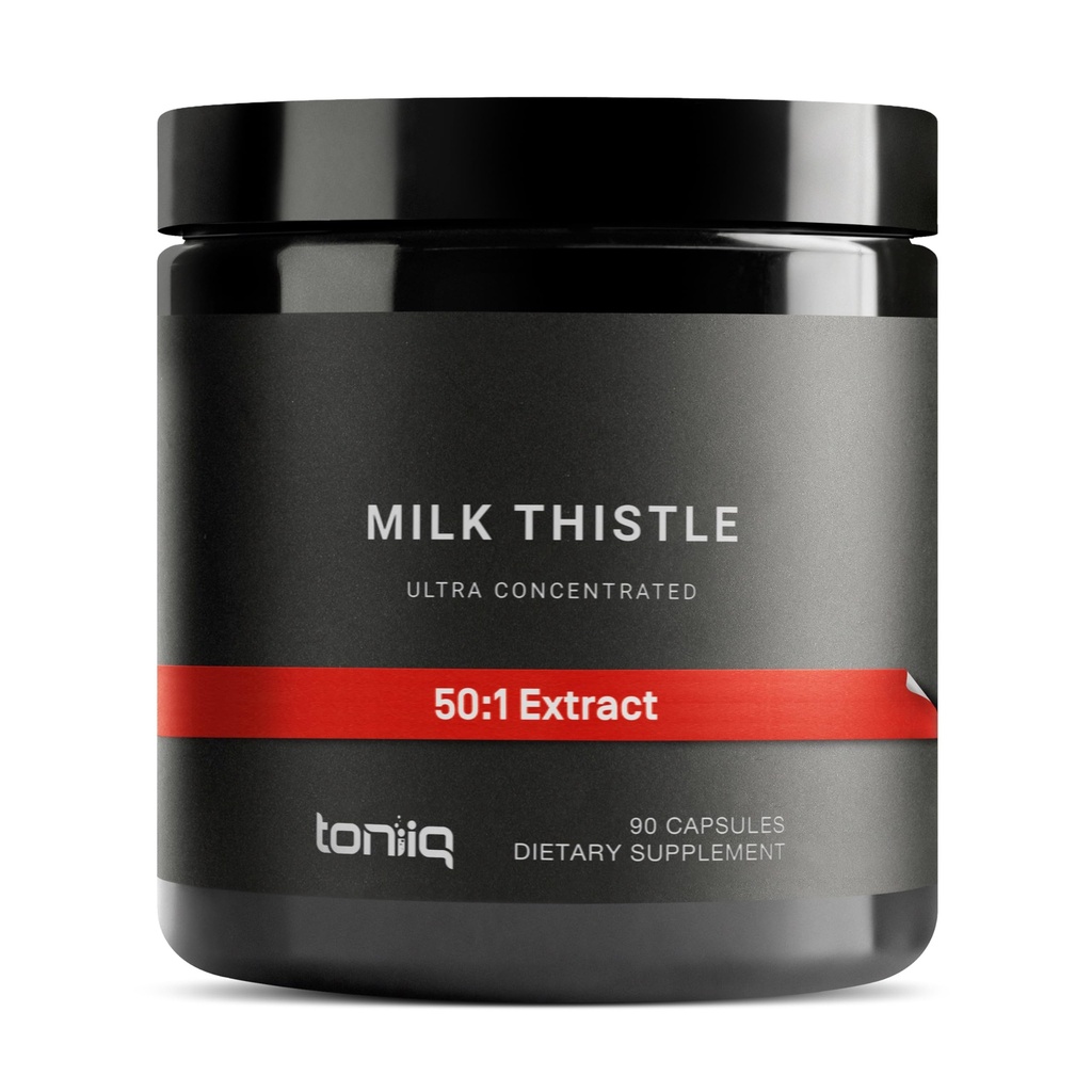 Toniiq Milk Thattle - Ultra High Potencial 50:1 Ekstrakts ar 80% Silymarin - Augsti Koncentrēts - Trešās puses Lab Tested - 90 Kapsulas