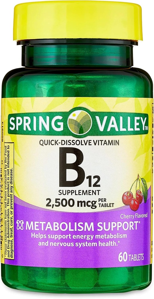 Jogi B12 vitamīns Quick-Dissolve tabletes Uztura bagātinātāji, 2500 Mcg, Ķiršu Flavor,1 tabletes dienā 60 Skaits