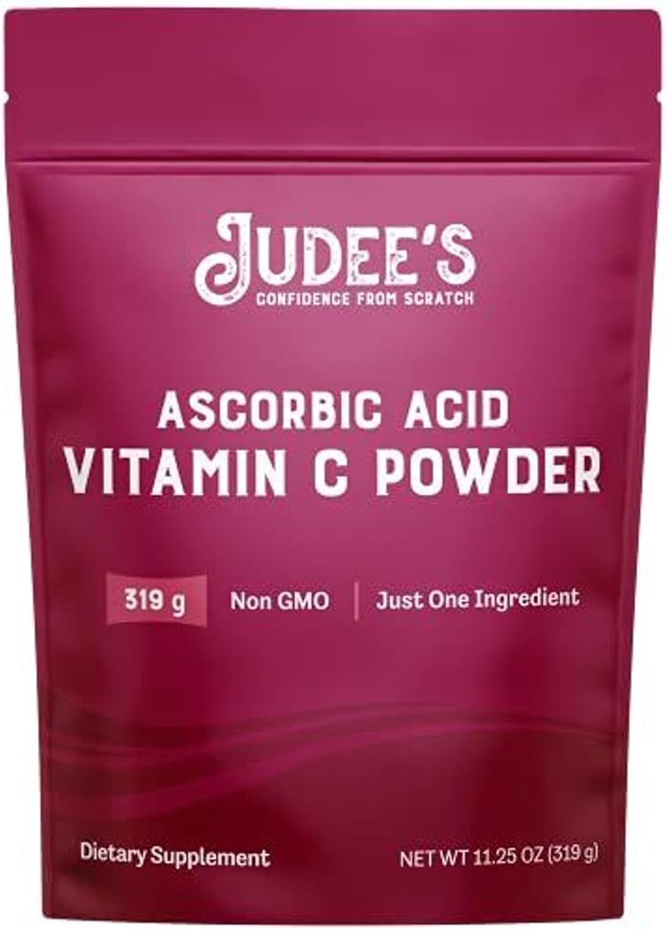 Judee's Gluten bezmaksas C vitamīna pulveris - 11.25 Oz Pouch - non-GMO, bez glutēna un bez Nut-free Pulveris Askorbīnskābe imūno atbalstu, konservu un matu pulveris