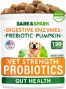 Vete Strength Suņu Probiotikas Košļājamās - Gāze, Caureja, Alerģija, Aizcietējums, Upstes Kuņģis Relief, ar enzīmiem + Ķirbju + Prebiotikas - Košļājamā Fiber Papildinājums - 100 Soft Chews - Kūpināta Duck