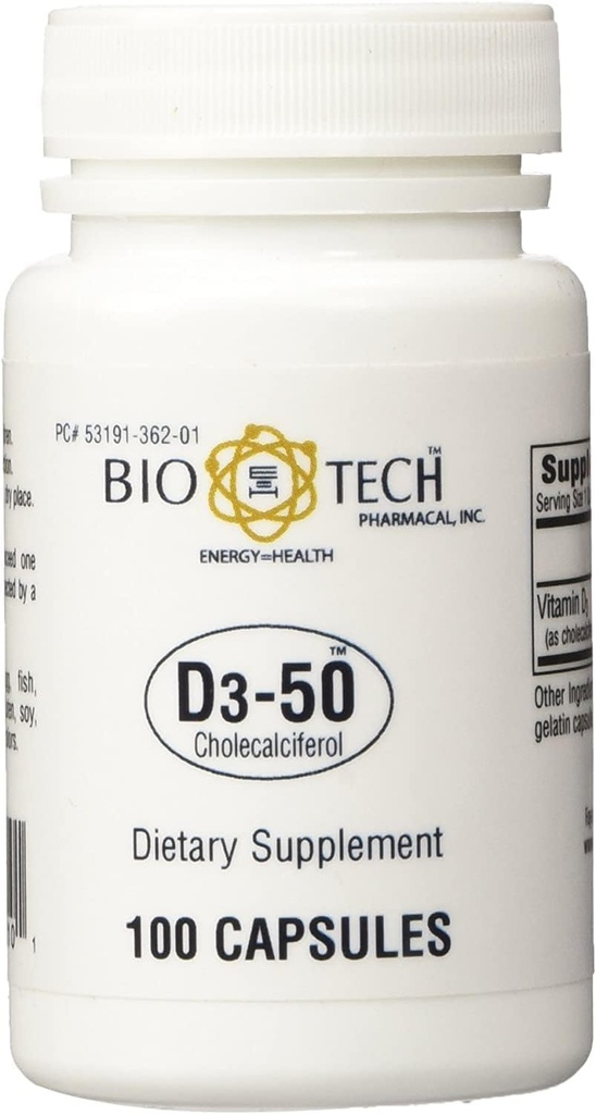 D3- 50 000 iu - Bio- Tech Pharmacal - 100 kapsulas - iepakojumā pa 2