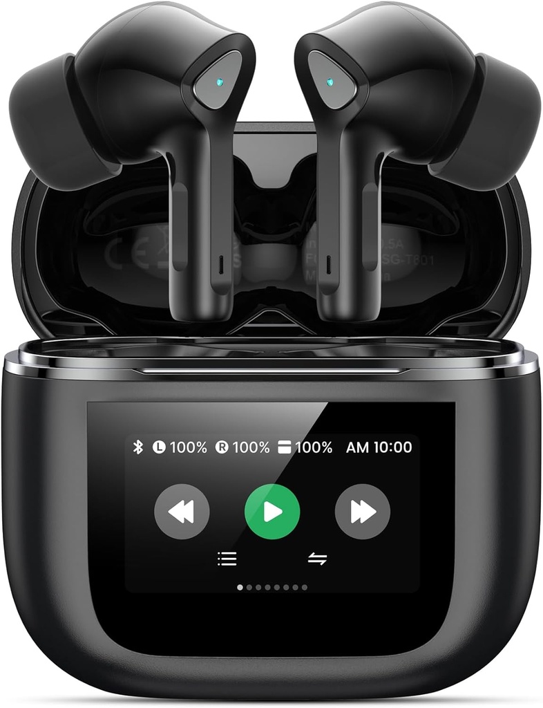 Bezvadu austiņas Bluetooth 5.3 Austiņas 50H Playtime Deep Bass Stereo Ausu Buds ar Mic IPX7 Ūdensizturīgs Komforts Viegls svars Ausu austiņās Pad Android/iOS Telefoni Dāvanas sievietēm Vīriešiem