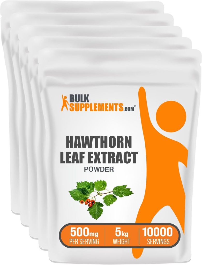 BulkSupplements.com Hawthorn Leaf Extract Powder - Hawthorn Leaf papildinājums - augu papildinājums, Vegan & Gluten Free, 500mg uz vienu Kalpotāju, 5kg (11 mārciņas) (iepakojums no 5)