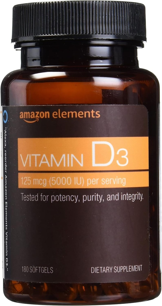 Elementi D3 vitamīns, 5000 SV, 180 Softgels, 6 mēnešu piegāde