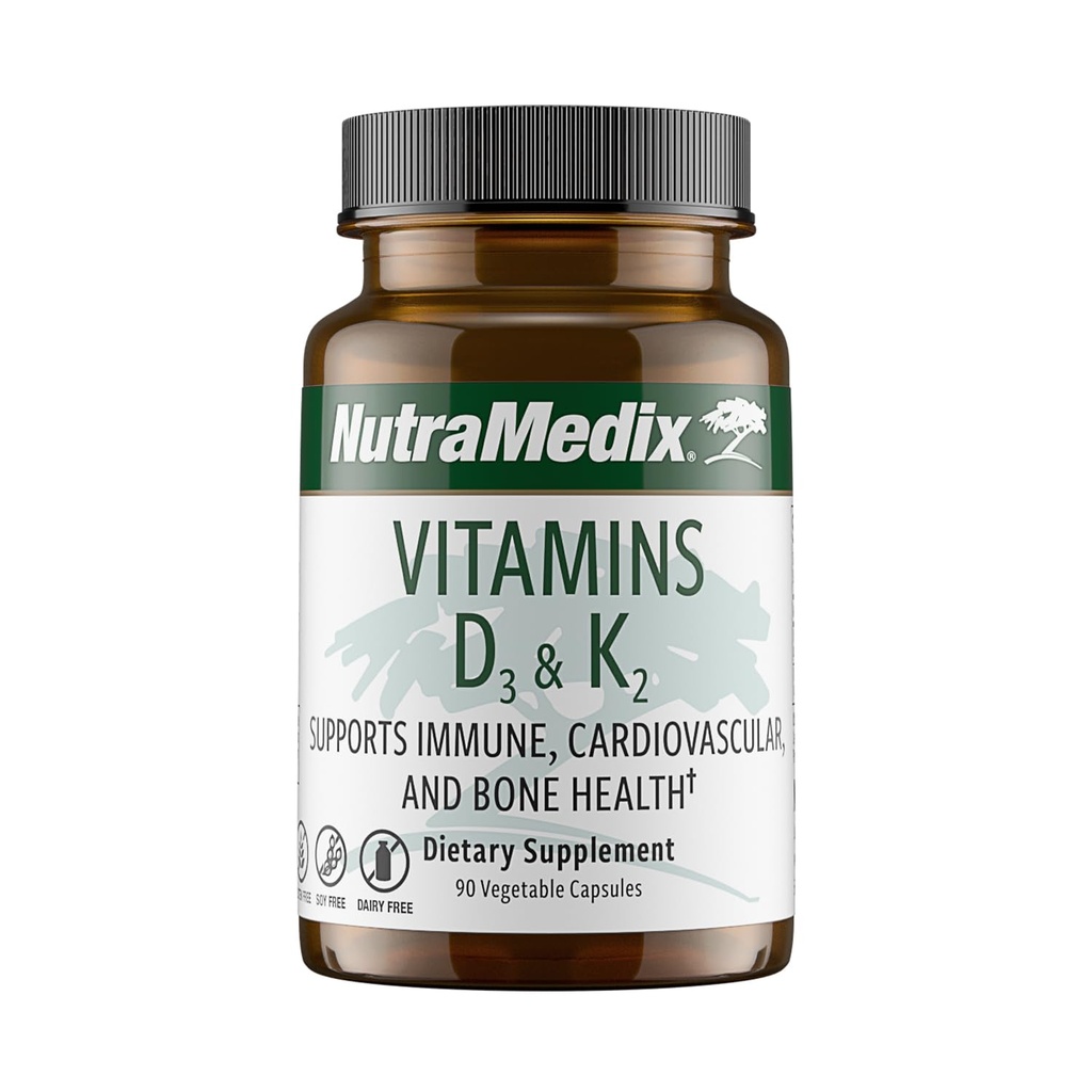 NutraMedix D3 vitamīna un K2 Imūnās atbalsta papildinājums sievietēm un vīriešiem - palīdz sirds veselība - var palīdzēt ar kalcija vielmaiņu (90 kapsulas)
