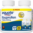 Equate Ibuprofen Tabletes, 200 mg, Twin Pack, 500 Skaits