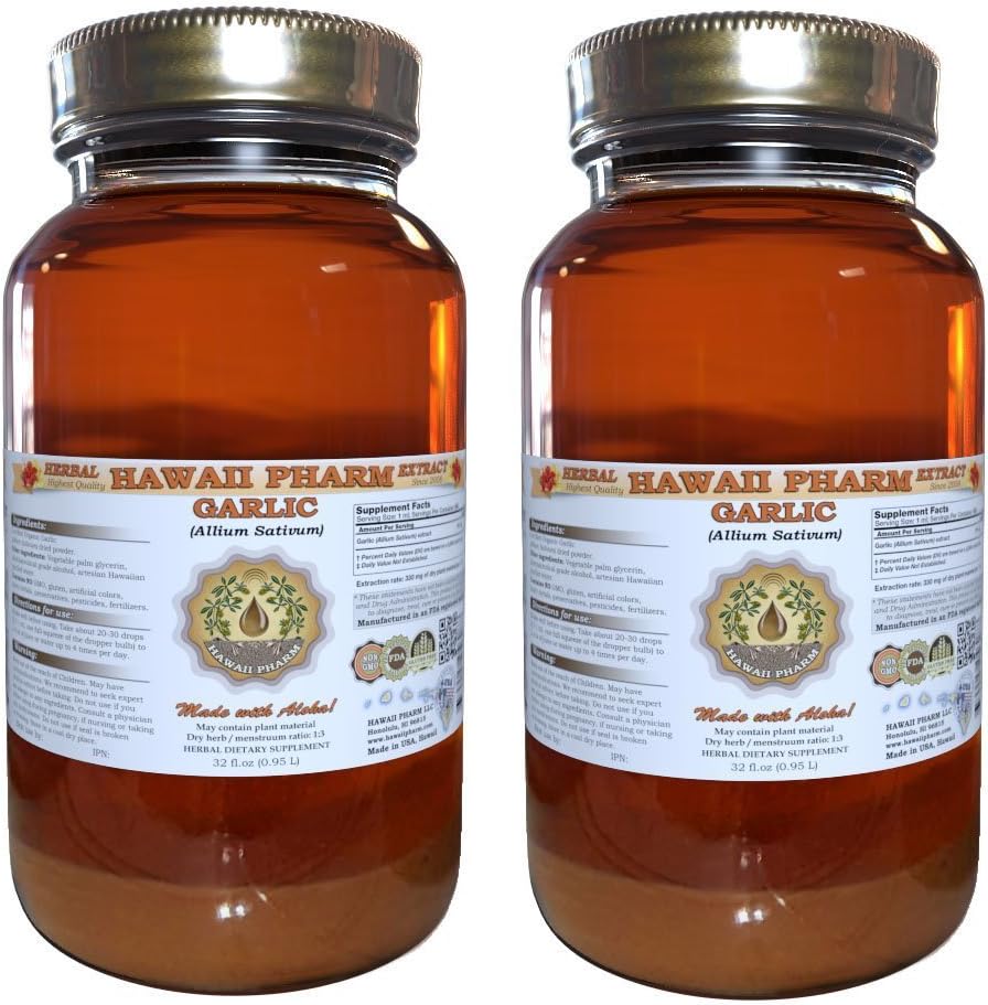 Hawai Pharm Ķiploki (Allium sativum) Šķidrais ekstrakts 2x32 Oz