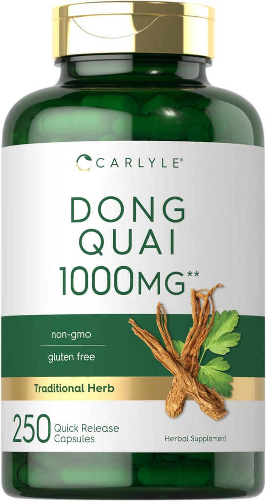 Carlyle Dong Quai kapsulas - 1000mg - 250 Skaits -- Non-GMO un lipekļa bezmaksas papildinājums - Tradicionālais Herb