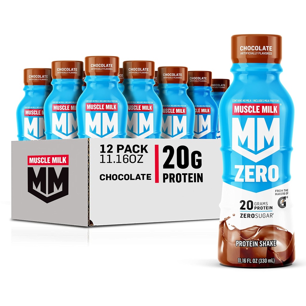 Muskuļu piens Nulle Olbaltumvielas Shake, Šokolāde, 20g Olbaltumvielas, Nulle Cukurs, 100 Kalcijs, Vitamīni A, C & D, 4g Fiber, Energizing Snack, Workout Recovery, Iepakojums Varary, 11.16 Fl Oz (iepakojums no 12)