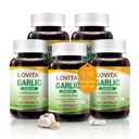 Lovita Odorless Ķiploku kapsulas, 5000 mg Svaigi Ķiploku ekvivalenti, 1,25% Allicina ekstrakts, atbalsta sirdi, asinsspiedienu, holesterīnu un imūnsistēmu, ne-GMO, bez lipekļa, 300 Vegan kapsulas