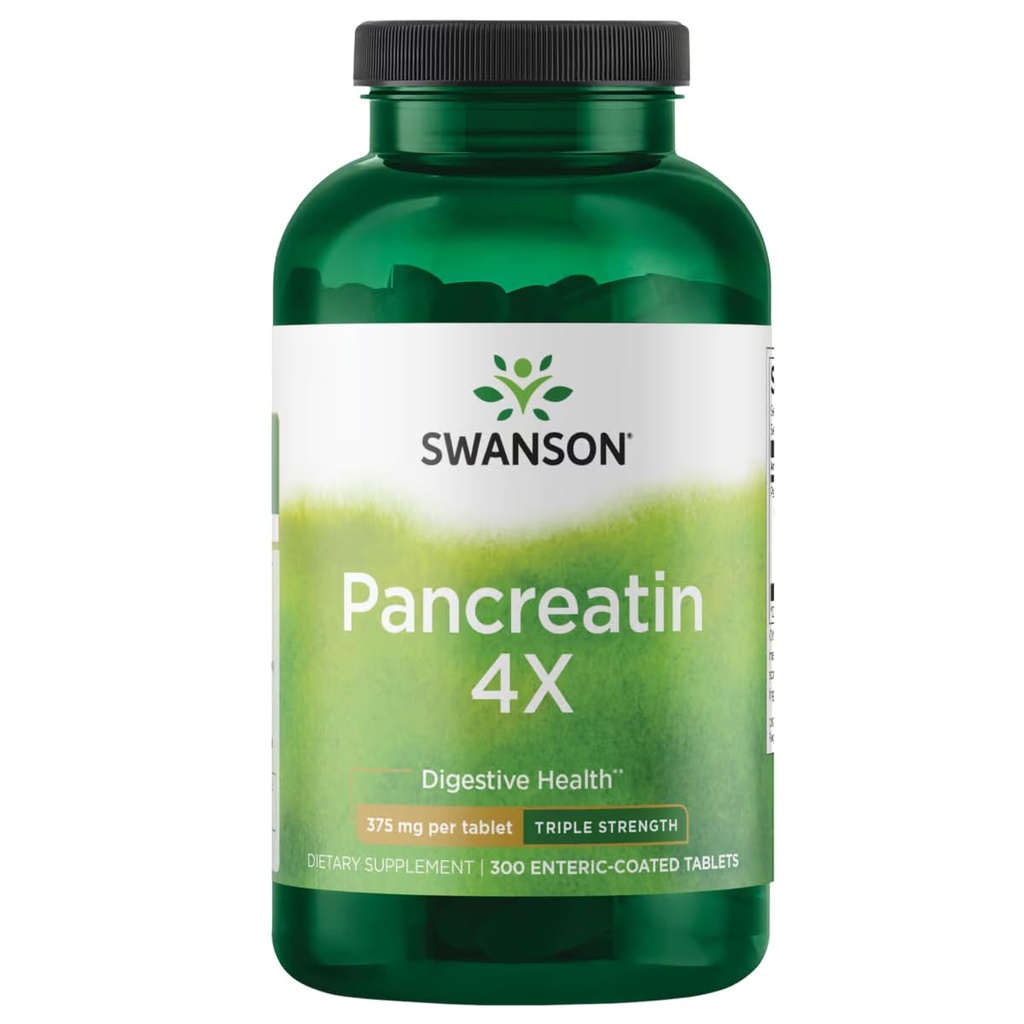 Swanson Triple- Strength Pankreatīns 4X Enzīmi - 375 mg, 300 Tabs