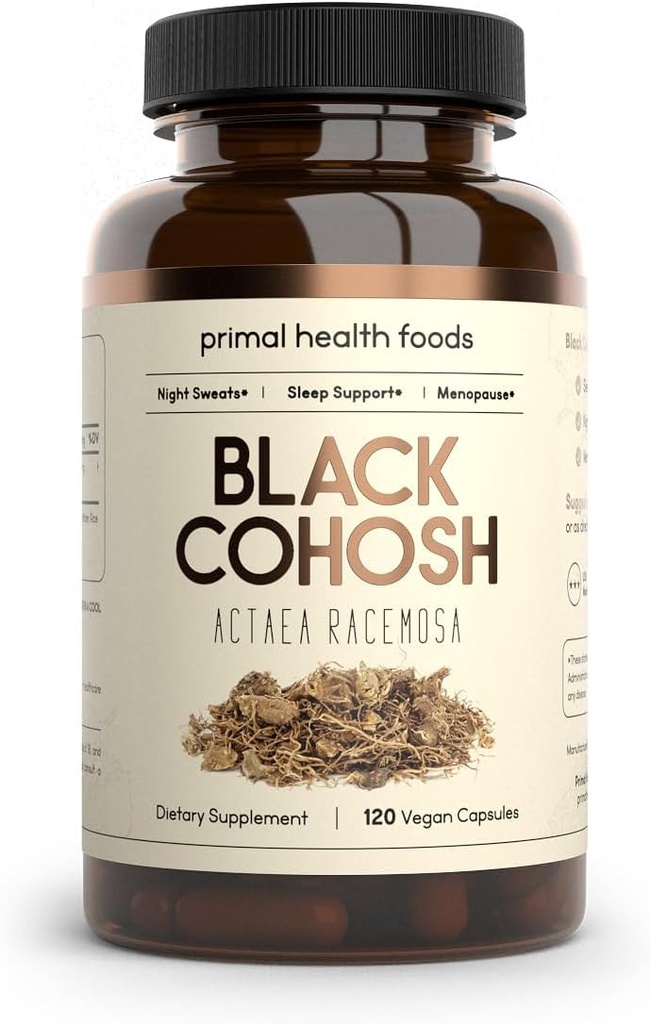 Organic Black Cohosh 1000 mg 60 Servējumi - Menopauze, Nakts Sviedri un Miega atbalsts -- Veģetārs, Organic, Non-GMO & Gluten Bezmaksas