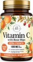 C vitamīna papildinājums 1000mg - Papildus stiprums ar Rose Hips Bioflavonoids - bez cukura C vitamīna košļājamās tabletes, dabas Vit C imūnās aizsardzības un antioksidantu - 120 košļājamās tabletes