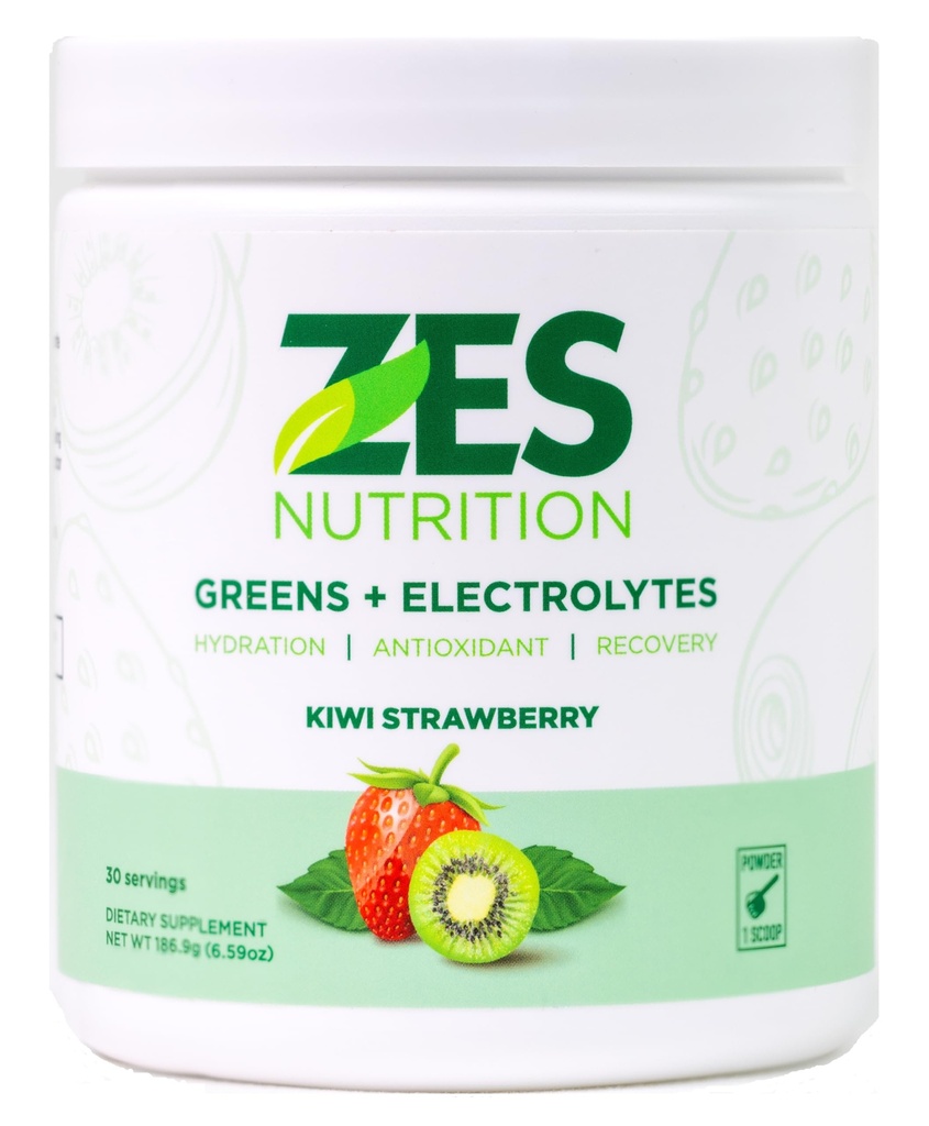 Zaļumi + Elektrolīti, Kiwi Strawberry Flavor, Vegan, Non-GMO, Green Powder, Daily Green Boost, Dārzeņu pulvera papildinājums, Organic Electrolytes, Recovery & Support, Smoothie Mix