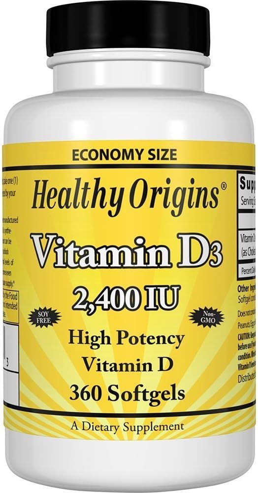 Veselīgas izcelsmes vitamīns D3, 2400iu, 360 Sgel